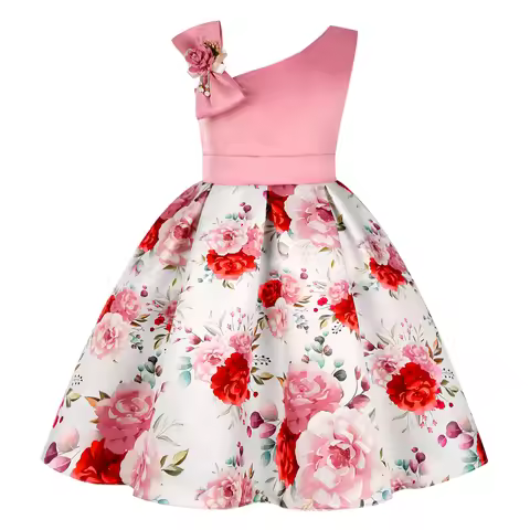 Floral girl party dress Princess dress Beauty pageant gown Birthday celebration graduation dance par