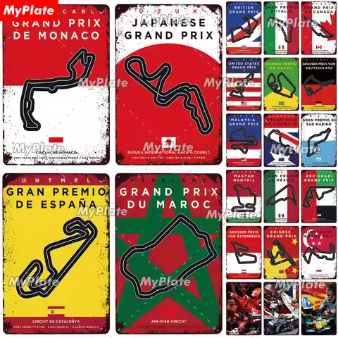 Racing Track Metal Sign Vintage Plaque Sercive Tin Sign Wall Decor For Garage Race Car Plate Crafts 