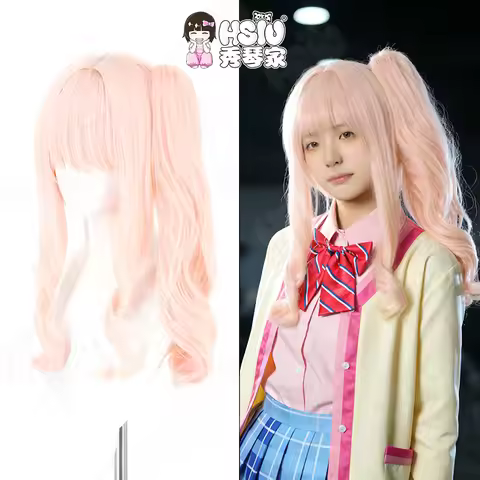 Akiyama Mizuki Cosplay Wig HSIU Meat pink long hair Heat Resistant Wig+Wig cap Game Colorful Stage A