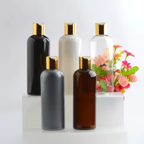 24Pcs 300ml Disc Cap Plastic Lotion Bottle Shampoo Shower Gel Oil PET Refillable Bottles Travel Set 