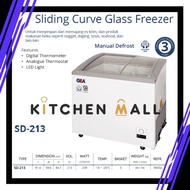 GEA SD-213 sliding curve glass freezer - freezer box kaca cembung