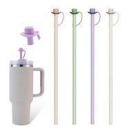 Reusable Long Silicone Straw With Cowboy Straw Cover for Stanley Tumbler Accessories, 12 inch Compat
