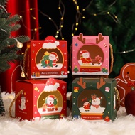 Christmas Window Gift Box Portable Candy Cookie Packaging Box Christmas Eve Apple Carton Cute Gift Bag Christmas Gift Packaging Bag