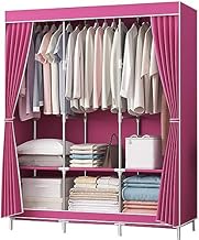 Canvas Wardrobe,Portable Fabric Wardrobe with Hanging Rail and Shelves,Clothes Closet Storage Organi