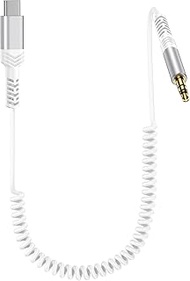 Coiled USB C to Aux Cord 4FT Type C to 3.5mm Headphone Male Car Stereo Cord Audio Jack Adapter for A