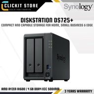 SYNOLOGY DS725+ 2 Bays NAS DiskStation with Dual Core CPU, 2GB Memory, 2-Bays NAS
