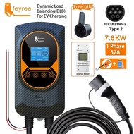 Feyree สาย Type2ที่ชาร์จอีวี32A 7.6KW โหลดได้แบบไดนามิก EVSE Wallbox ฟังก์ชัน11KW แท่นชาร์จ22KW รถยน