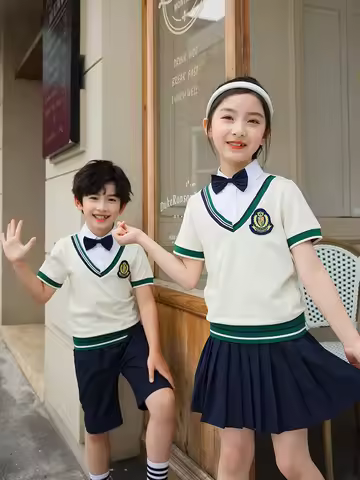 Summer Children School Uniforms Boy Girl Pleated Skirts British Japanese Kindergarten small Students