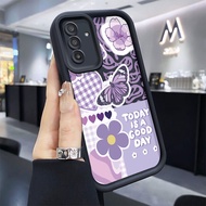 UNGU Casing hp for Samsung A17 4G A17 5G M17 5G F17 5G Case Purple Butterfly Sticker Silicone Case C