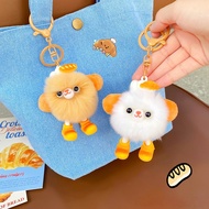 Cute Fluffy Bread Dog Keychain Soft Plush Toy, Bakery Puppy Doll Bag Pendant, Birthday Christmas Par
