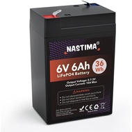 NASTIMA 6V 6Ah LiFePO4 Battery, 2000+ Cycles Rechargeable Lithium Iron Phosphate Battery Pack with B