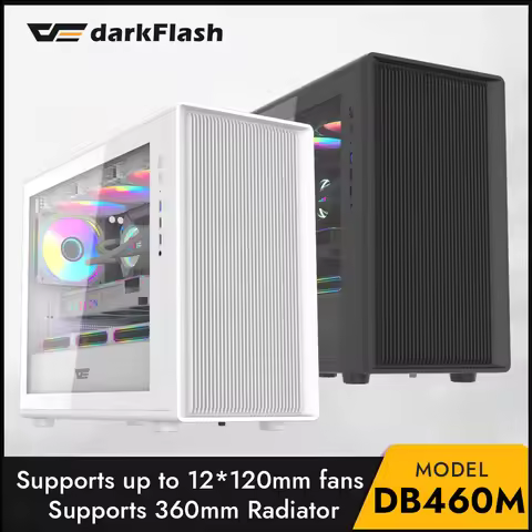 Darkflash DB460M PC Case USB3.0 Tempered Glass Side Panel M-ATX Computer Game Chassis Supports 360mm