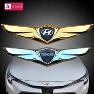 For Hyundai Genesis Car Hood Ornaments Emblems Metal Angel Wings Decoration Logo Stickers fit HB20 Creta Venue Porter Accent i10 Creta Tucson Kona Car Accessories