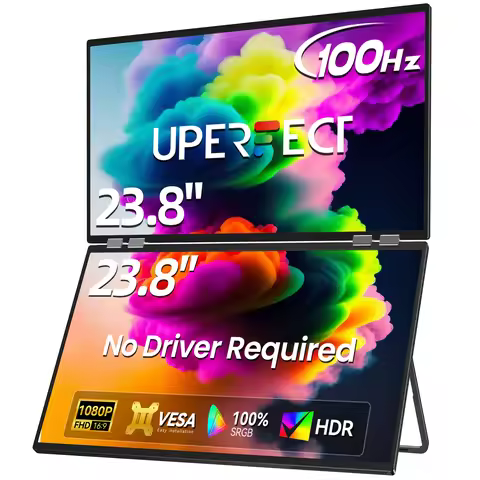 UPERFECT Delta Mega 23.8 Inch 100Hz Dual Screen Stacked Computer Display 1080P 360° Folding Triple E