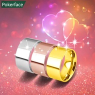 POKERFACE 1Pc 10mm Silver/Gold/Rose Gold Band Stainless Steel Women Men's Engagement Wedding Ring P8