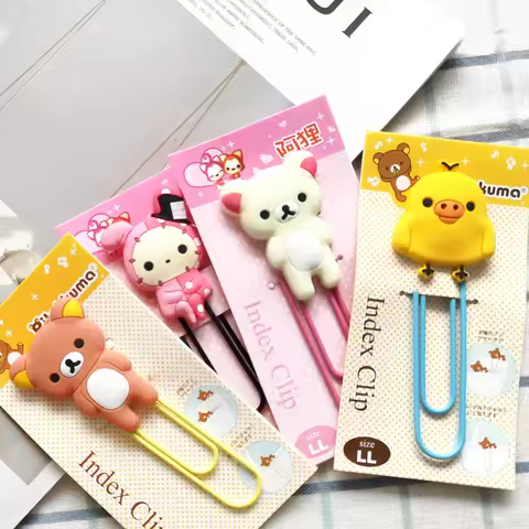 Japan R-Rilakkuma cute Soft silicone paper clip creative book clip large bookmark cute little yellow