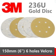 3M 236U 150mm 6" 6 holes velcro Gold Dry Sanding Disc