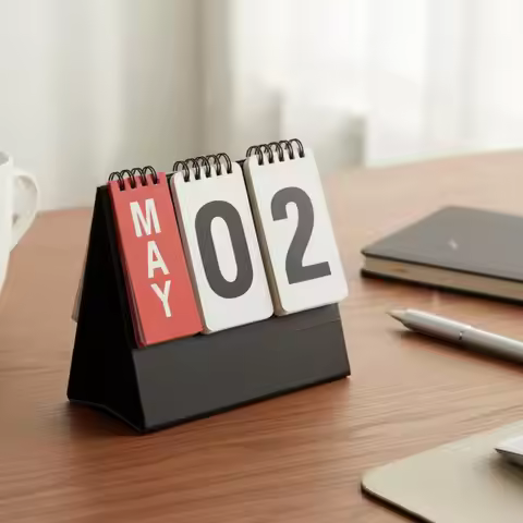 Dateless Desk Calendar Reusable Perpetual Desk Calendar Desktop Date Display Compact Space-Saving