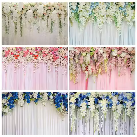 Flower Curtain Wedding Scene Backdrop Floral Wall Bridal Shower Engagement Ceremony Birthday Photogr