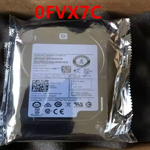 Original New HDD For Dell 2TB 3.5" SAS 12 Gb/s 64MB 7200RPM For Internal HDD For Server HDD For FVX7