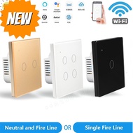 EU/UK WiFi smart wall switch, wireless smart rf433 control light switch, 2/3 way, glass panel touch-