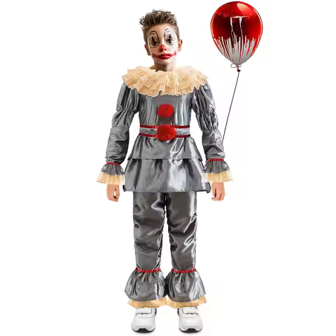 Kids Joker Pennywise Cosplay Halloween Costume Clown Cos Outfit for Carnival or Party Boys Girls