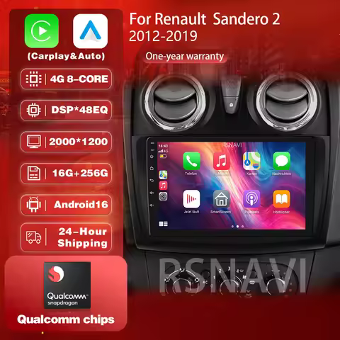 Android 16 Car Radio For Renault Logan 2 Sandero 2 2012 - 2019 Auto Multimedia Player Wireless Carpl