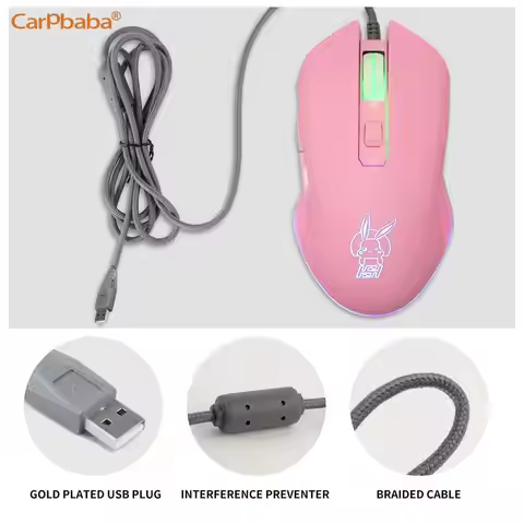 Mouse Pink Type-C Wired Mouse Colorful Glowing Gaming Mouse New Pink Cute Kaqiu Mouse Optical Mouse 