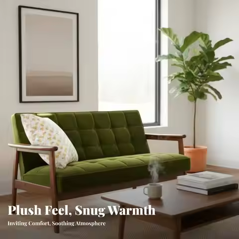 Upholstered Single Sofa Japanese with Design Armchair Firm Wood Frame Soft Upholstery for Adults, Ho
