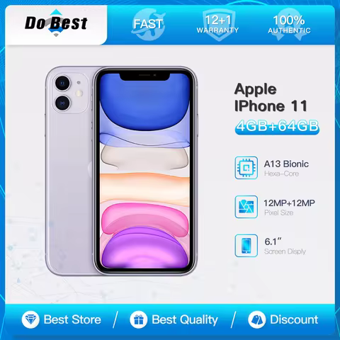 Original Apple iPhone 11 4G LTE 6.1" IPS Screen 64/128/256GB ROM 12MP Camera A13 Bionic Hexa-Core NF