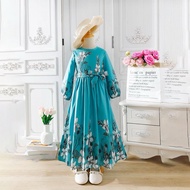 ML051 Jubah Kids Long Dress Girls Floral Print Jubah Budak Perempuan Kanak-Kanak 4y-14y[ READY STOCK