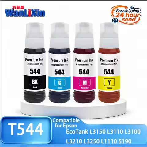 4 Colors Bottle T544 544 Sublimation Ink Refill Kit Fit For Epson EcoTank L1110 L3110 L3150 L3100 L3