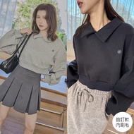 [HARPER] Brand Custom Embroidered LOGO Inner Brushed Top | Ready Stock Brushed Long Sleeve Lapel [CL