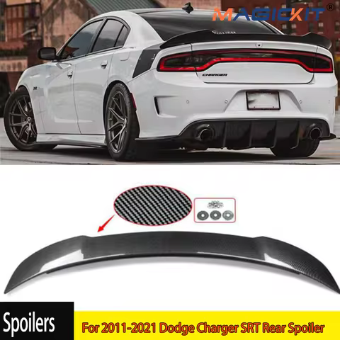 For 2011-2021 Dodge Charger SRT Rear Spoiler Wing Lip Hellcat Style Gloss Black