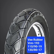 ยางนอกมอเตอร์ไซค์ 110/80-19 ปี22 , 130/80-17 ปี19 Vee rubber vrm-193 TL ยางใหม่ ผลิตไทย