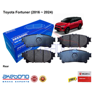 Genuine Akebono Rear Brake Pads for Toyota Fortuner (2016 - 2024) with Wurth Brake Paste