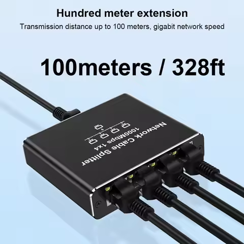 1000Mbps 1 in 4 Out Ethernet Adapter 1 to 2/3/4 RJ45 LAN Internet Splitter Cat 6 RJ45 Gigabit Switch