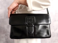 稀有中古包 Loewe黑色壓印郵差包 單肩包 斜孭包 側背包 二手包