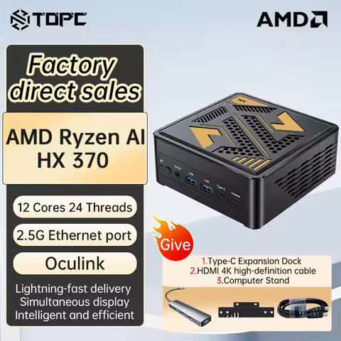 TOPC Mini PC Gamer Oculink AMD Ryzen AI 9 HX 370 365 7 PRO 360 USB4 2x2.5G 2xPCIe Desktop Gaming Com