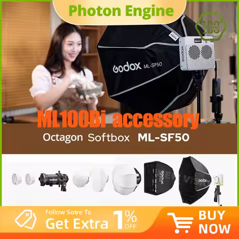 Godox ML100Bi ML100R 120W Light accessory, AK-B01 Power Bank Holder,ML-CS30 Softbox,Lens Reflector C