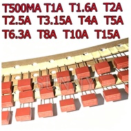 10PCS Brand New Original 392 Square Fuse Tube Wire 250V T1A 2A T3.15A T4A T5A T6.3A T8A T10A 15A Var