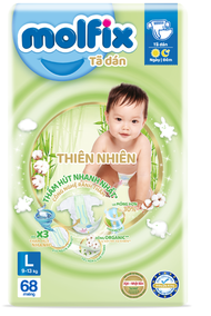 Bỉm/ Tã dán Molfix size XXL 54/ XL 62+8/L 68/M 76+6/S 80/XS 70