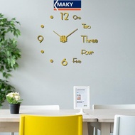 MAKY 3D Luminous Wall Clo Frameless Acrylic DIY Digital Clo Wall Stiers Mute Clo For Living Room Bed