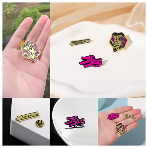 Japanese Anime JoJos Bizarre Adventure Enamel Pins Kujo Jotaro Badge Josuke Metal Badge Cosplay Broo