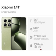 Used Xiaomi 14T 5G 6.67"(12GB+256GB) || Xiaomi Malaysia Set