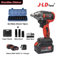 JLD 13mm Cordless Impact Wrench JV88 Brushless 350N.m impact baterai 88V Mesin bor JV88 Untuk Baut M