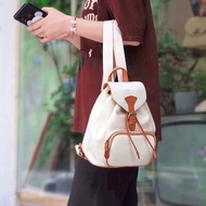 可愛小背包 女生雙肩包 休閒書包 帆布牛皮後背包 迷你輕便旅行包