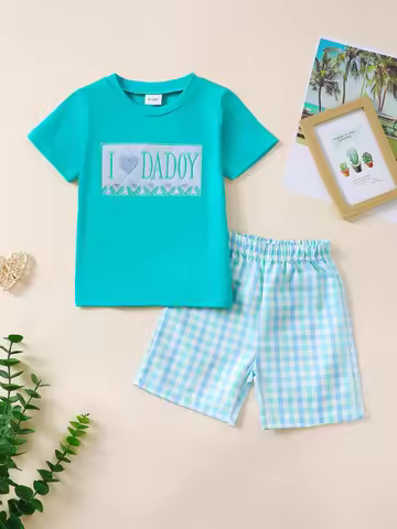 Infant Boy's Short Sleeve Short Pants Set Embroidered Letter Pattern Baby Clothing Set