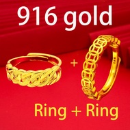 Ring Gold 916 Original Adjustable  Ring + Ring Suitable Man Madam Gold Jewellery Engagement and Wedd