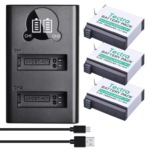 AHDBT-401 Hero 4 Li-ion Battery&LED Type C Charger for Gopro HERO 4 Black/HERO 4 Silver